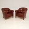 Antique Swedish Leather Club Armchairs, Set of 2 2