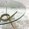 Mid-Century Italian Tripod Brass Coffee Table with Green Glass Top by Cesare Lacca, 1950s 6
