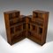 Big Antique English Edwardian Oak Bookshelves, Set of 2 7