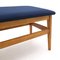 Wooden Bench with Blue Velvet Top, 1960s, Image 11