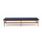 Wooden Bench with Blue Velvet Top, 1960s, Image 10