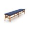 Wooden Bench with Blue Velvet Top, 1960s, Image 7