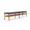 Wooden Bench with Blue Velvet Top, 1960s, Image 1