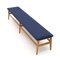 Wooden Bench with Blue Velvet Top, 1960s, Image 5