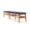 Wooden Bench with Blue Velvet Top, 1960s, Image 3