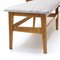 Angular Wooden Bench with Gray Velvet Seat, 1960s, Image 9