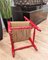 Italian Red Wood and Rope Rush Kids Children Chair with Disney Graphics 7