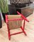 Italienischer Roter Kinderstuhl aus Holz & Seil Binse mit Disney Grafiken 7