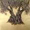 Öl und Blattgold Malerei, Olivenbaum, Landschaft, 2020 1