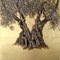 Oil and Gold Leaf Painting, Olive Tree, Landscape, 2020 1