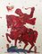 Victory and Romance, Mythological Painting on Paper with Red Rider and Horse, 2015 1