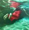 Prisma, óleo sobre lienzo, nadadora submarina con vestido rojo, 2019, Imagen 1