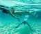 Nachmittag Cala Molto, Öl auf Leinwand von Underwater Schwimmer, Cool Tones, 2019 1