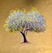 Riti di primavera, olio su tela con foglia d'oro, contemporaneo albero di fioritura bianco, 2020, Immagine 1