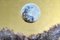 Caminando a la luz de la luna, paisaje con pan de oro y pintura al óleo con árboles y luna llena, 2020, Imagen 5
