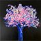 Blue Moon Tree, Bright and Colorful Painting mit Blühenden Blumen und Baum, 2020 1