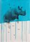 Jouney No. 4 Blue Rhino, Aquarelle et Fusain de Rhinocéros et Oiseaux, 2016 1