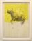 Rinoceronte Jouney nr. 5 giallo, acquerello e carboncino di rinoceronte e uccelli, 2016, Immagine 3