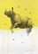 Jouney No. 5 Yellow Rhino, Watercolor & Charcoal of Flying Rhinoceros and Birds, 2016 1