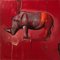 Rinoceronte rosso, Olio su tela contemporaneo, Animale pittoresco e giocoso, 2007, Immagine 1