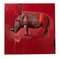 Red Rhino, Contemporary Oil on Canvas, Animal Painting Colorful and Playful, 2007 2