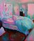 Lugar de descanso, pintura al óleo grande texturizada, paleta de colores pastel de interior, 2019, Imagen 1