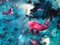 Leibniz Universe 13u, Contemporary and Colorful Underwater Scene, Oil on Canvas, 2016 3