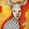 Artemis, óleo sobre lienzo, pintura figurativa abstracta, amarillo y naranja, 2017, Imagen 1