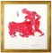 Myth and Games II, Red Monoprint of Ancient Greek Figure and Bull, 2016 2