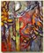 Cactus I, Abstracto y colorido, Pintura al óleo sobre lienzo, Cactus rojo y morado, 2012, Imagen 1
