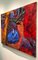 Desert Moon, abstracto y colorido, pintura al óleo sobre lienzo, fondo rojo cálido, 2012, Imagen 6
