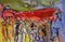 Wedding Under the Canopy, Figurative Oil on Lino, Rich Bold Colors, 2012, Immagine 1