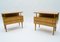 Tables de Chevet Mid-Century Modernes en Laiton et Bois, 1950s, Set de 2 3