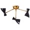 Mid-Century Brass and Black Ceiling Light, Image 1