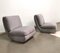 Mid-Century Curved Armchairs in Gray Velvet, Italy, 1970s, Set of 2 1