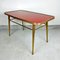 Vintage Red and Gold Coffee Table in Brass and Glass, Italy, 1950s 7