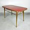 Vintage Red and Gold Coffee Table in Brass and Glass, Italy, 1950s, Image 7