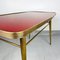 Vintage Red and Gold Coffee Table in Brass and Glass, Italy, 1950s 2