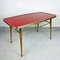 Vintage Red and Gold Coffee Table in Brass and Glass, Italy, 1950s 1