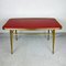 Vintage Red and Gold Coffee Table in Brass and Glass, Italy, 1950s, Image 3