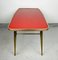 Table Basse Vintage Rouge et Dorée en Laiton et Verre, Italie, 1950s 15