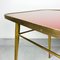 Vintage Red and Gold Coffee Table in Brass and Glass, Italy, 1950s 10