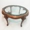 Circular Center Table in Walnut with Painted Glass Top, 1950s 1