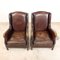 Vintage Dark Brown Sheep Leather Armchairs, Set of 2, Image 10