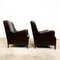 Vintage Dark Brown Sheep Leather Armchairs, Set of 2 2