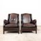 Vintage Dark Brown Sheep Leather Armchairs, Set of 2 9