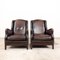 Vintage Dark Brown Sheep Leather Armchairs, Set of 2, Image 9