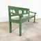 Vintage Green Painted Wooden Farmhouse Bench 2