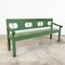 Vintage Green Painted Wooden Farmhouse Bench 1