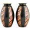 Art Deco Vases with Geometric Pattern by Saint Ghislain, Set of 2 1